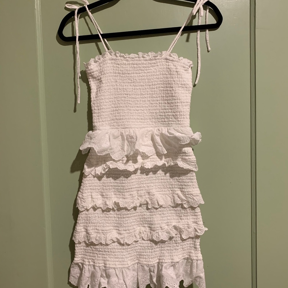 Pink lily- White ruche dress